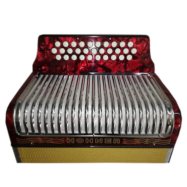 Acordeon Hohner Botones Corona Ii Rojo Fa-Sib-Mib Con Funda A5543s